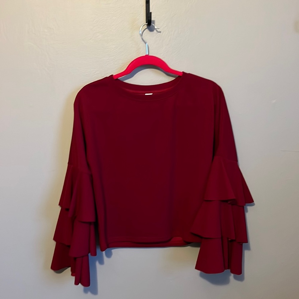 Burgundy/Maroon Top with Fluffy sleeves